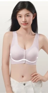 Lingerie women's front button bra without underwire, vest bra without seams, large-sized vest, big chest, small look, sporty and beautiful back details Picture